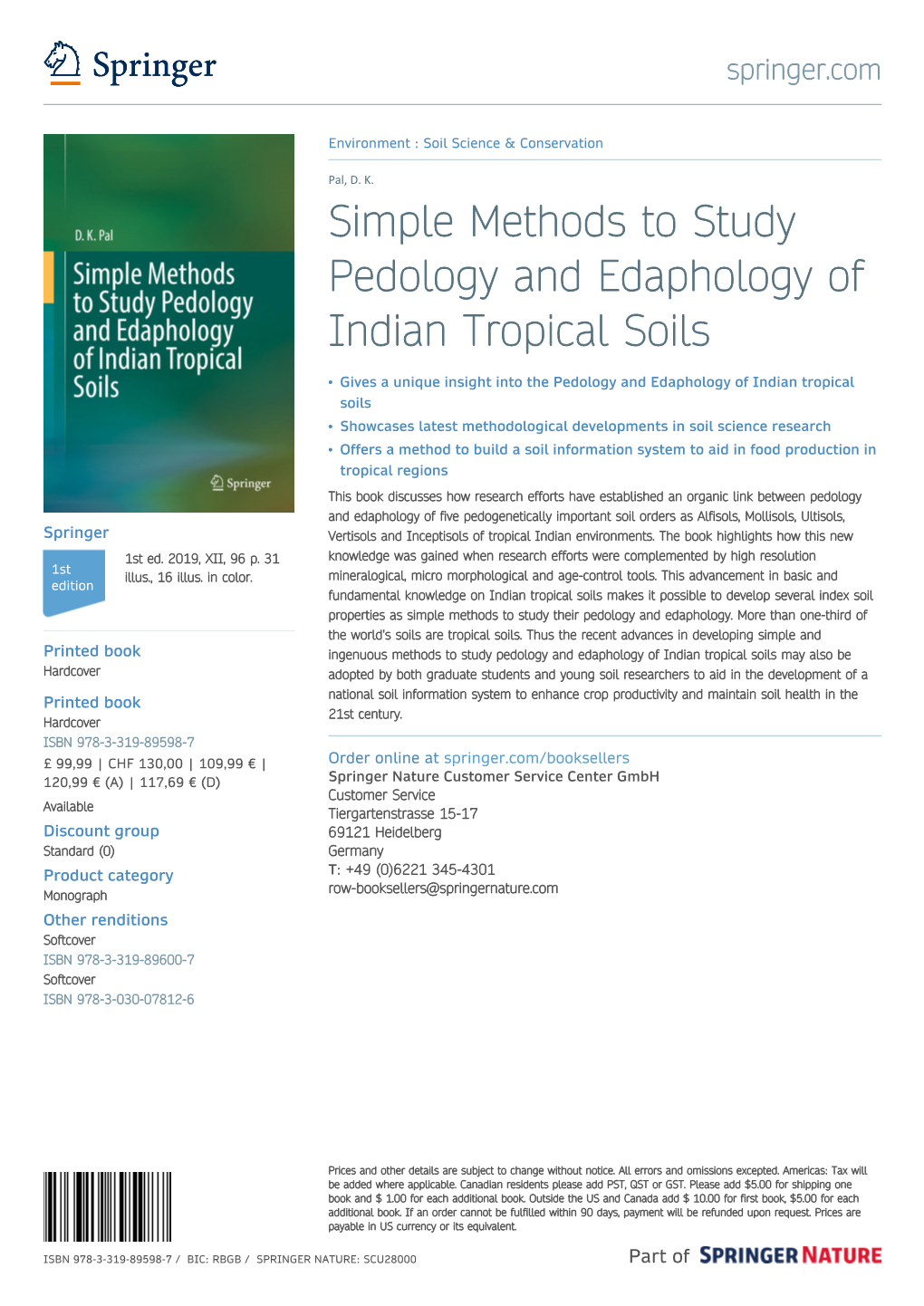 Simple Methods to Study Pedology and Edaphology of Indian Tropical Soils