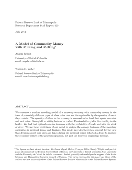 A Modelof Commodity Money with Minting and Melting