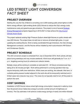 Led Street Light Conversion Fact Sheet