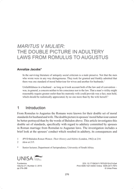 1The Double Picture in Adultery Laws from Romulus to Augustus