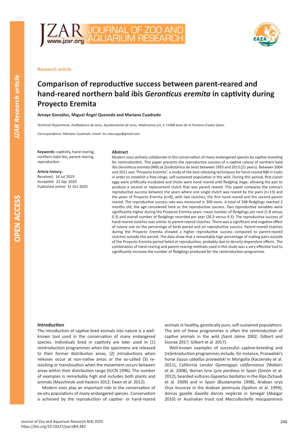 OPEN a CCESS OPEN a CCESS Comparison of Reproductive