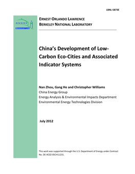 China's Development of Low- Carbon Eco-Cities