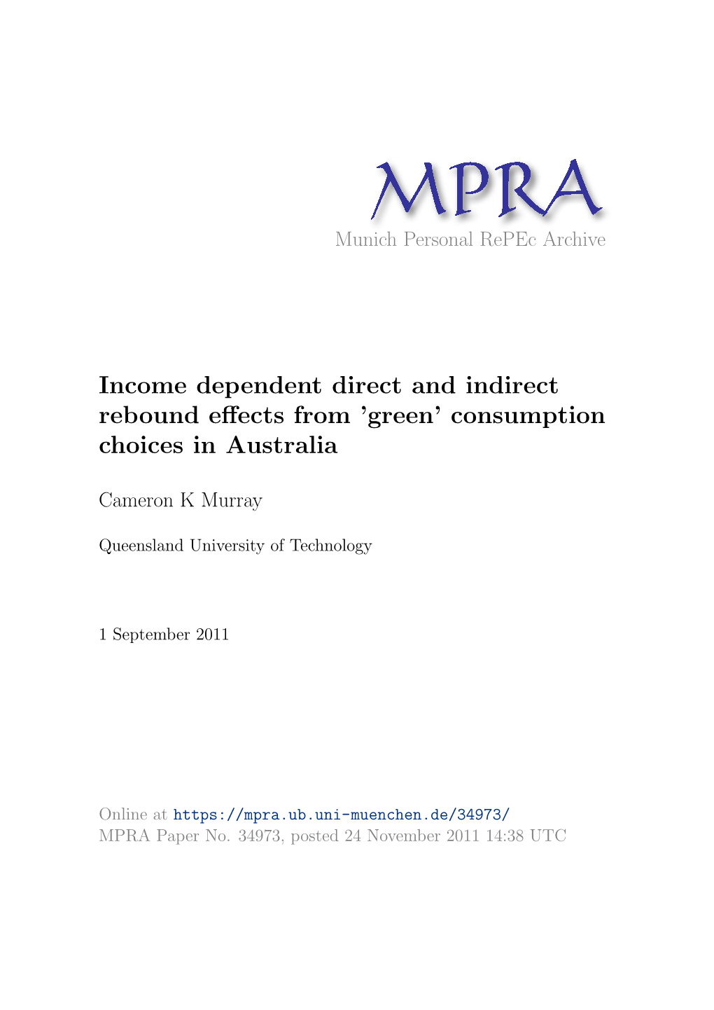 Income Dependent Direct and Indirect Rebound Effects from 'Green'