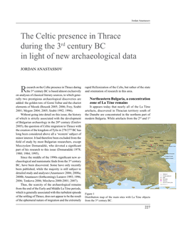 The Celtic Presence in Thrace During the 3Rd Century BC in Light of New Archaeological Data