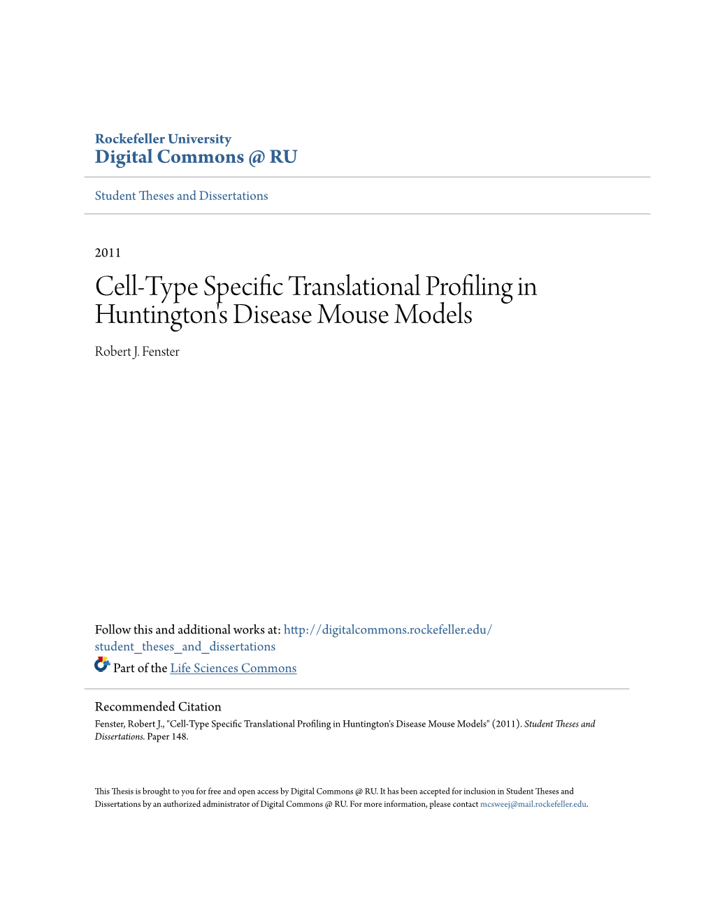 Cell-Type Specific Translational Profiling in Huntington's Disease