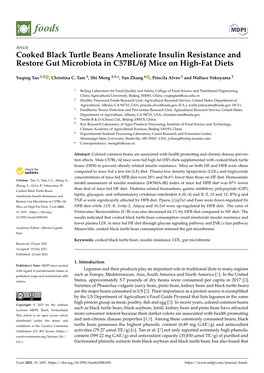 Cooked Black Turtle Beans Ameliorate Insulin Resistance and Restore Gut Microbiota in C57BL/6J Mice on High-Fat Diets