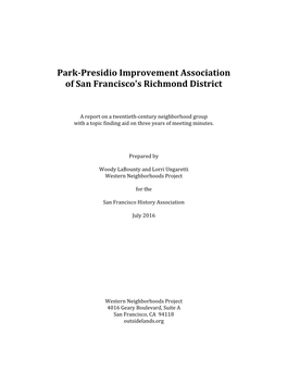 Park-‐Presidio Improvement Association of San Francisco's Richmond District