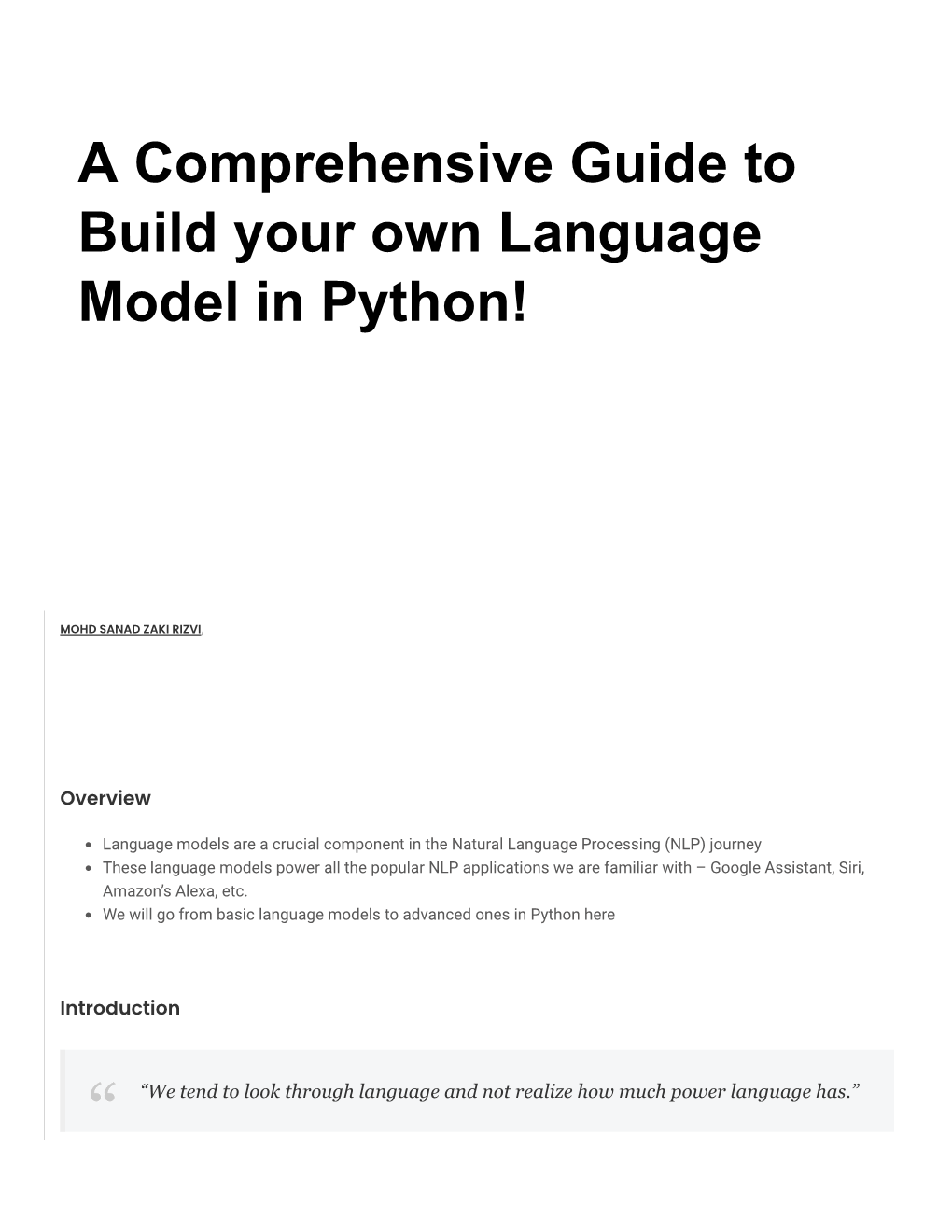 A Comprehensive Guide to Build Your Own Language Model in Python!