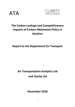The Carbon Leakage and Competitiveness Impacts of Carbon Abatement Policy in Aviation