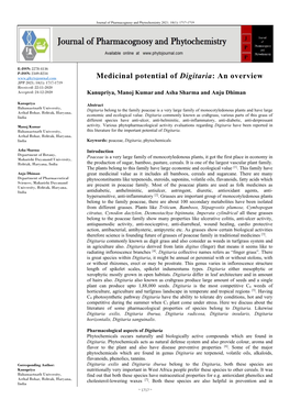 Medicinal Potential of Digitaria