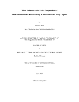 When Do Democracies Prefer Coups to Peace? the Cost of Domestic-Accountability in Interdemocratic Policy Disputes