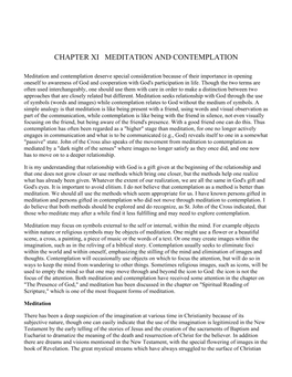 Chapter Xi Meditation and Contemplation