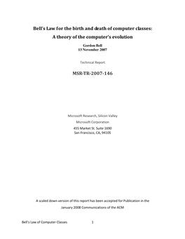 Bell's Law for the Birth and Death of Computer Classes