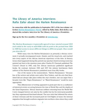 The Library of America Interviews Rafia Zafar About the Harlem Renaissance