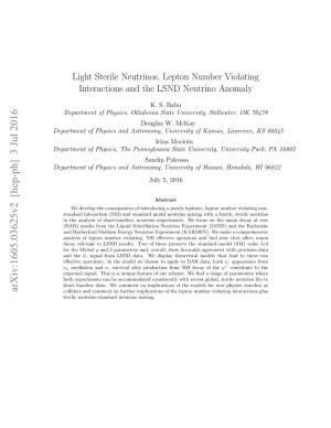 Light Sterile Neutrinos, Lepton Number Violating Interactions And