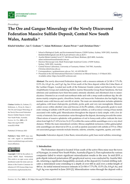The Ore and Gangue Mineralogy of the Newly Discovered Federation Massive Sulfide Deposit, Central New South Wales, Australia †