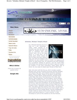 "Schenker, Michael: Temple of Rock" - Sea of Tranquility - the Web Destinatio