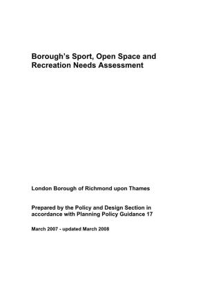 Borough's Sport, Open Space and Recreation Needs Assessment