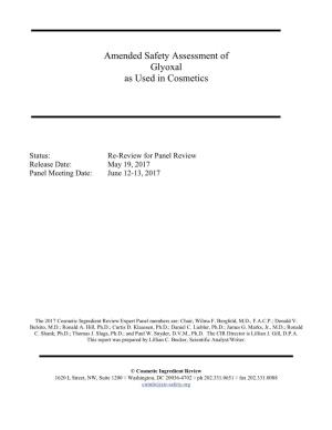 Download Amended Safety Assessment of Glyoxal As Used In