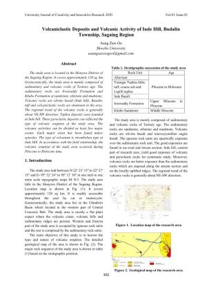 Volcaniclastic Deposits and Volcanic Activity of Inde Hill, Budalin Township, Sagaing Region