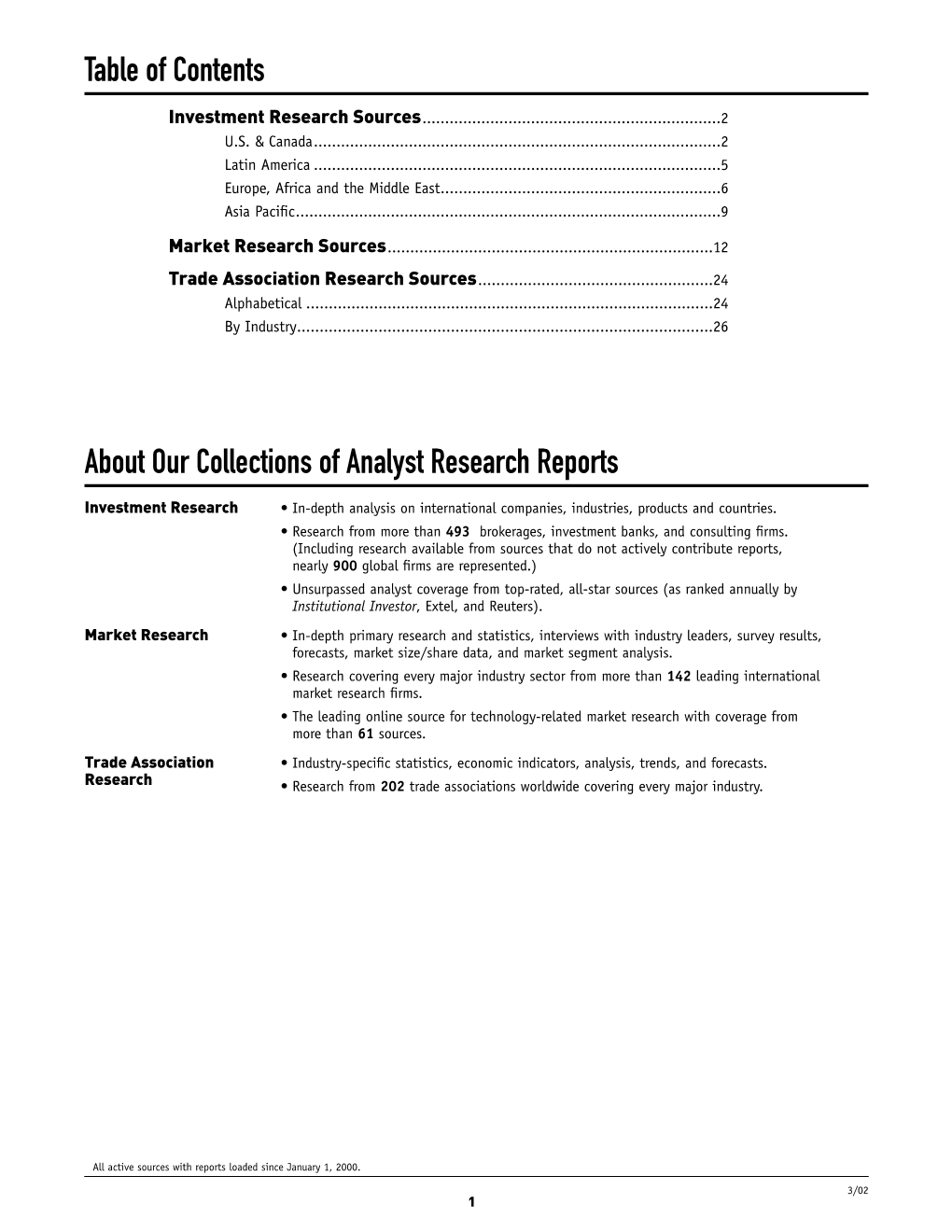 Table of Contents About Our Collections of Analyst Research