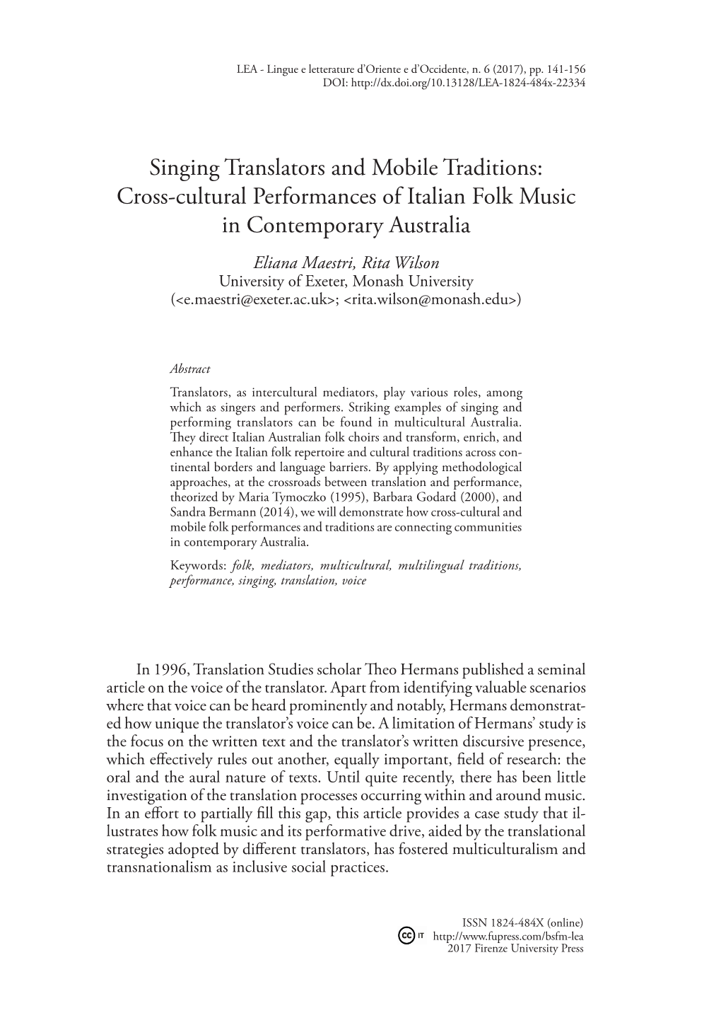 Singing Translators and Mobile Traditions: Cross-Cultural