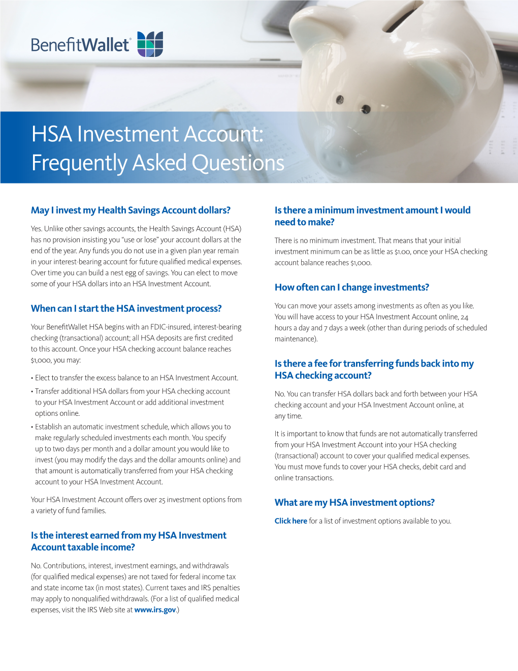 HSA Investment Account Faqs