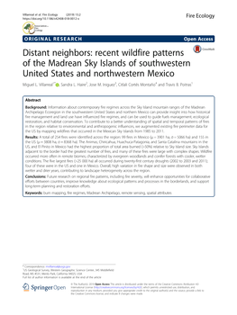 Recent Wildfire Patterns of the Madrean Sky Islands of Southwestern United States and Northwestern Mexico Miguel L