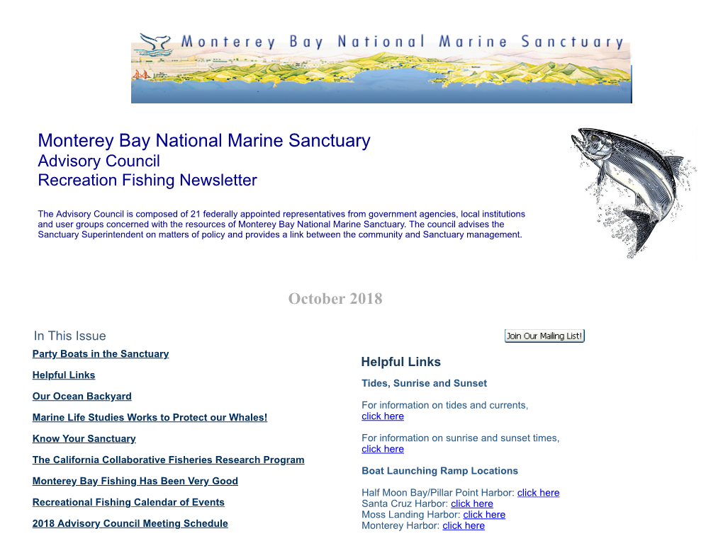 MBNMS Advisory Council Recreation Fishing Newsletter