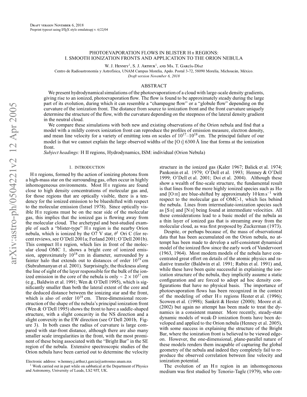 Photoevaporation Flows in Blister HII Regions: I. Smooth Ionization