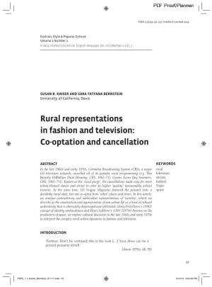 Rural Representations in Fashion and Television: Co-Optation and Cancellation