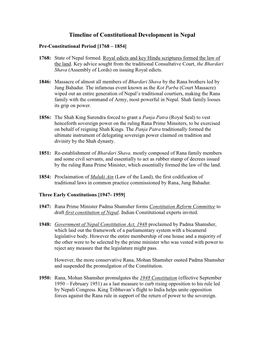 Timeline of Constitutional Development in Nepal