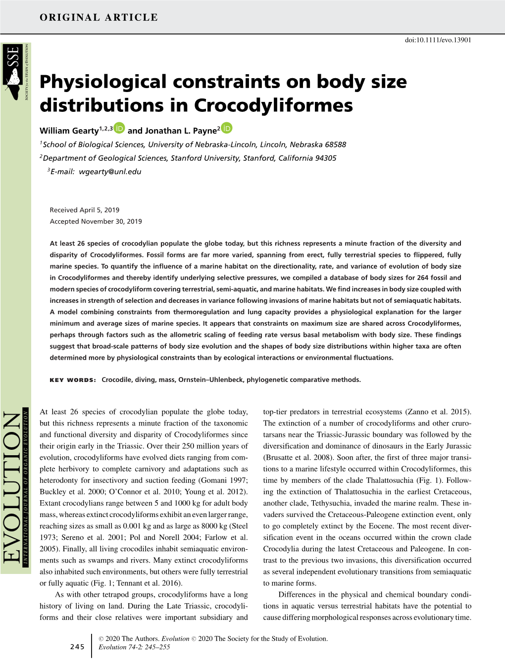 Physiological Constraints on Body Size Distributions in Crocodyliformes