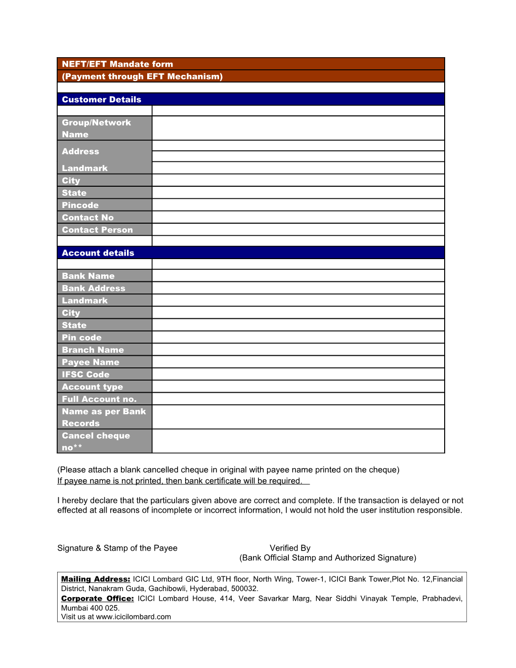 If Payee Name Is Not Printed, Then Bank Certificate Will Be Required