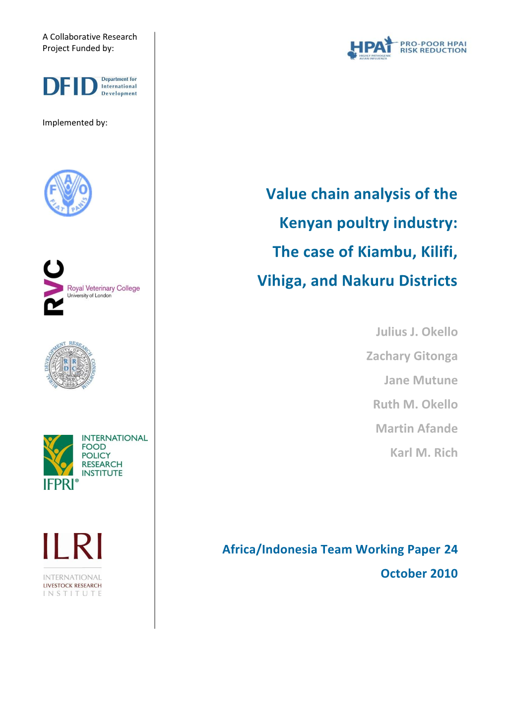 Chain Value Analysis of the Kiambu District