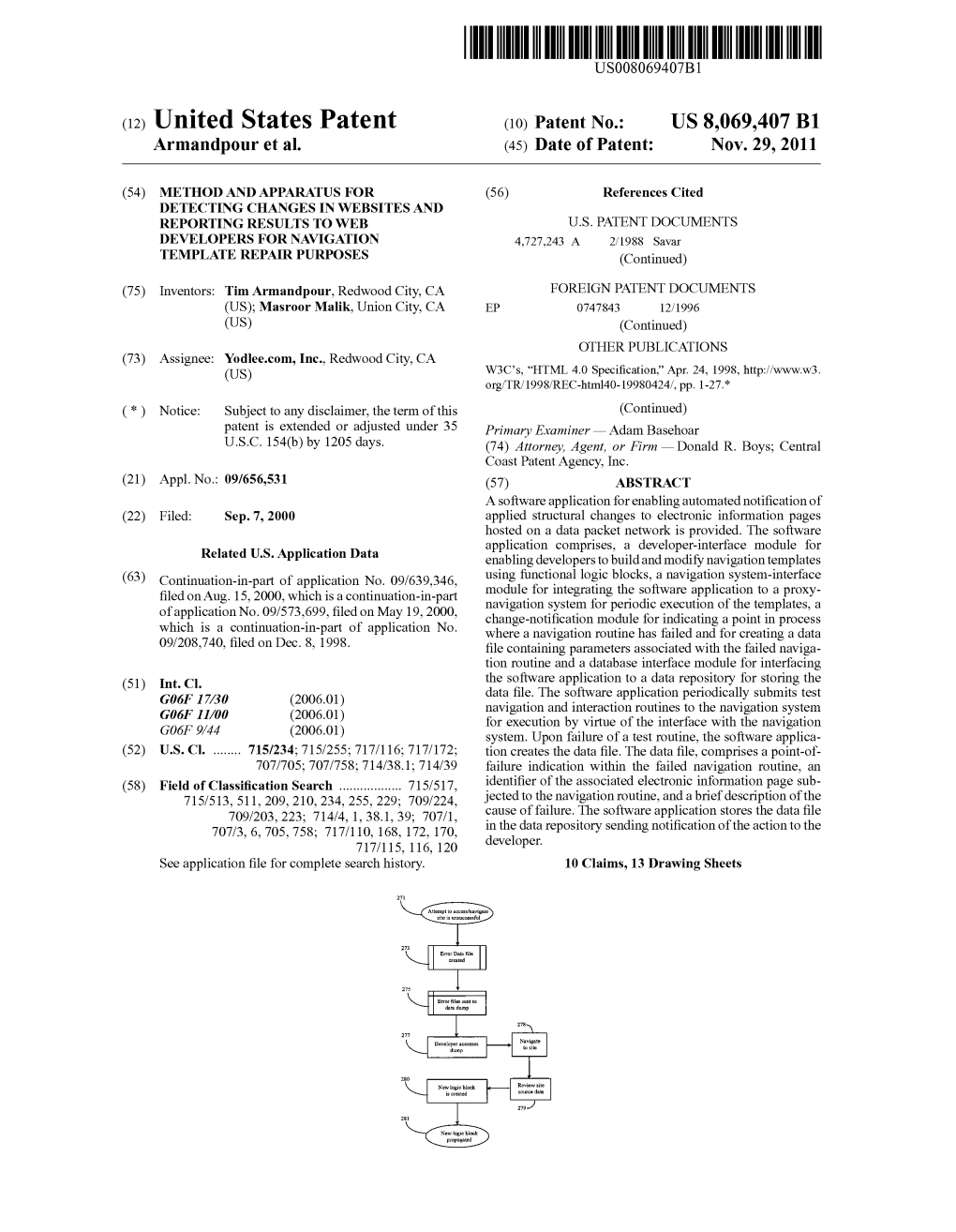 (12) United States Patent (10) Patent No.: US 8,069.407 B1 Armandpour Et Al