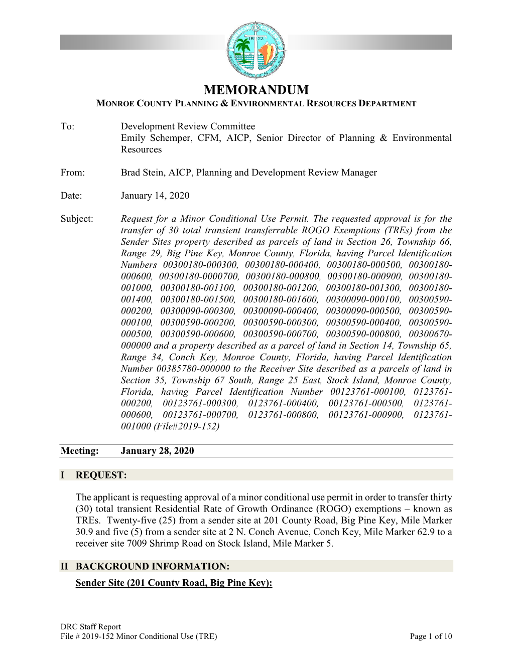 Memorandum Monroe County Planning & Environmental Resources Department