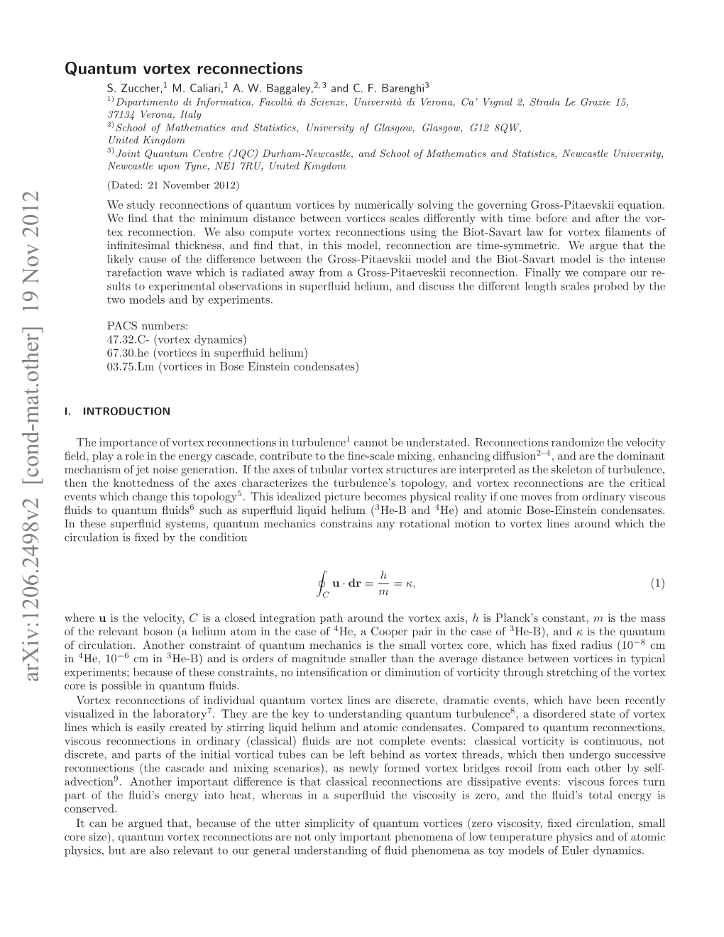 Quantum Vortex Reconnections