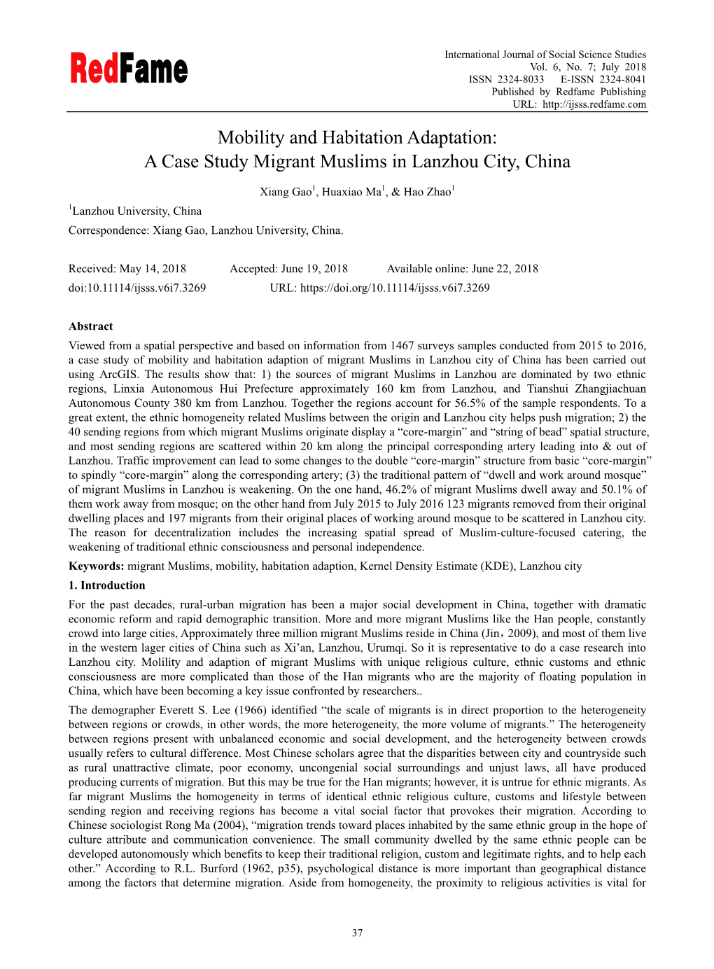 A Case Study Migrant Muslims in Lanzhou City, China