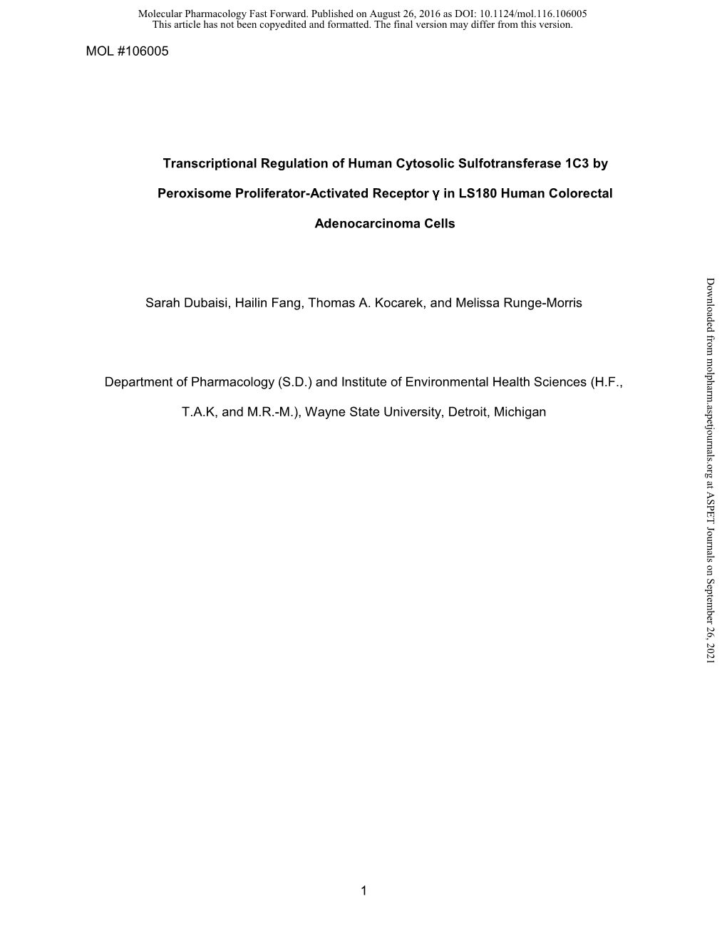 MOL #106005 1 Transcriptional Regulation of Human Cytosolic