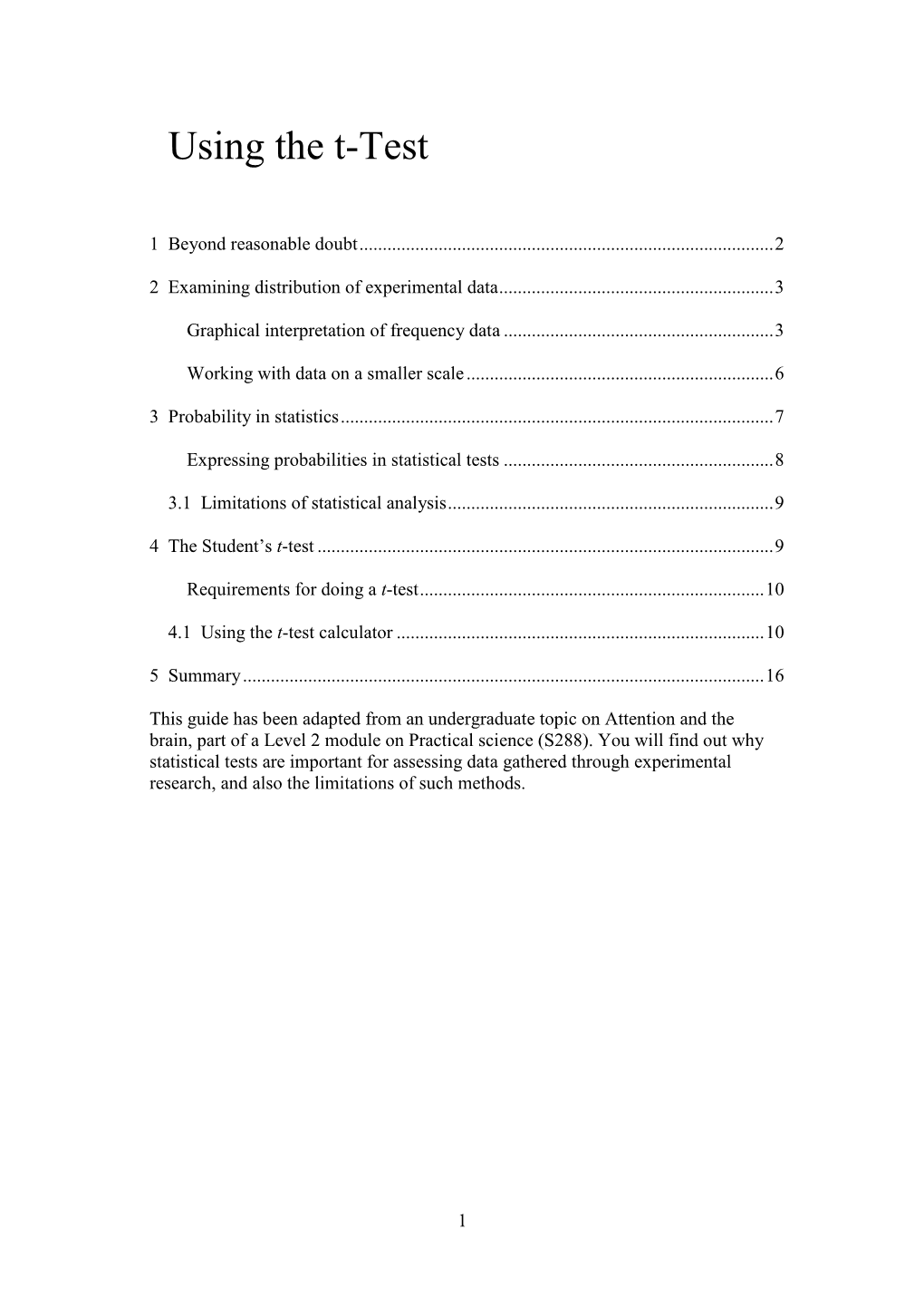 Using the T-Test