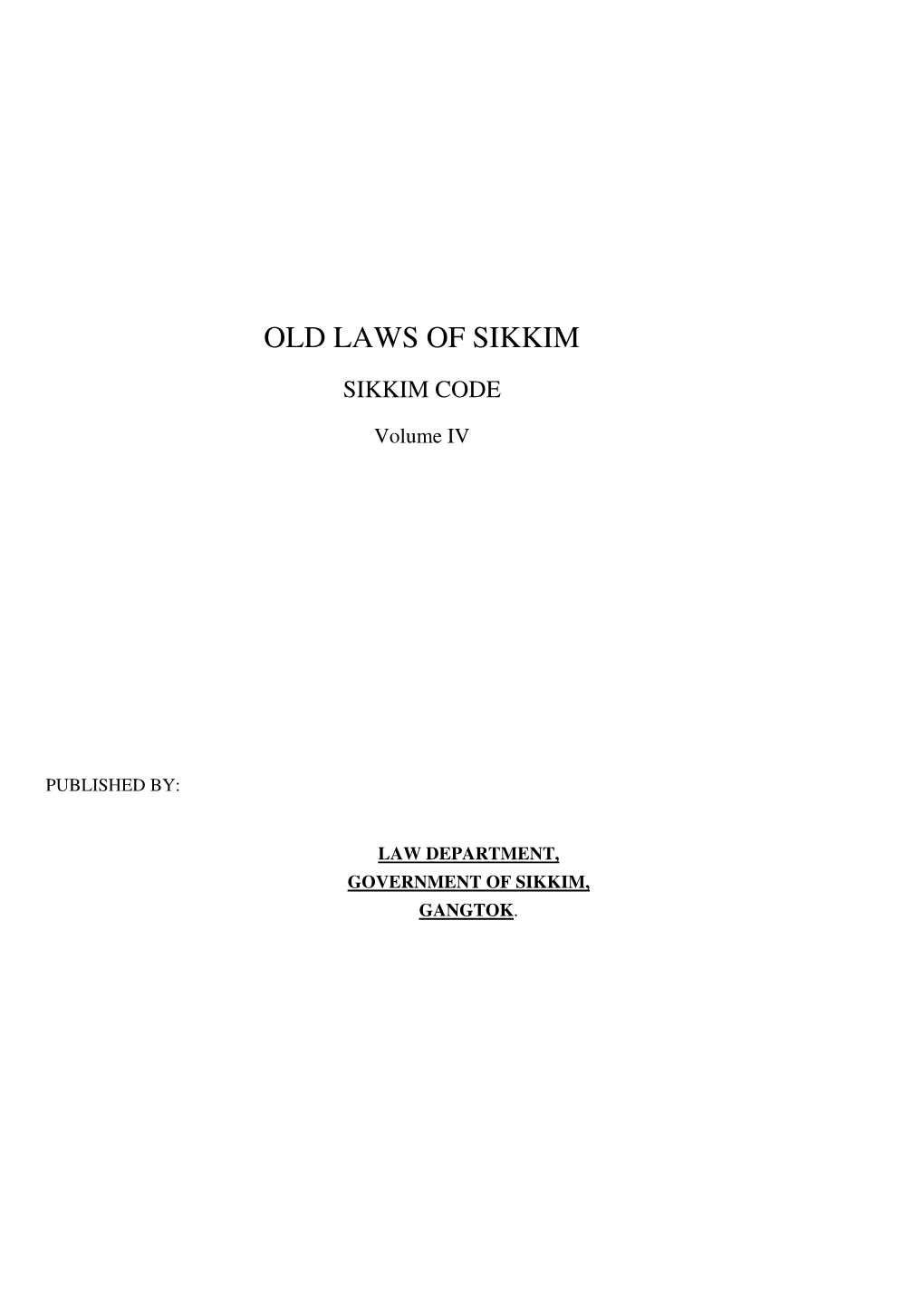 Old Laws of Sikkim