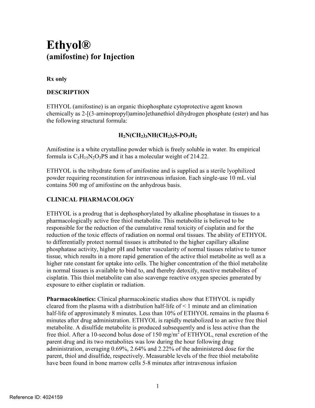 Ethyol® (Amifostine) for Injection