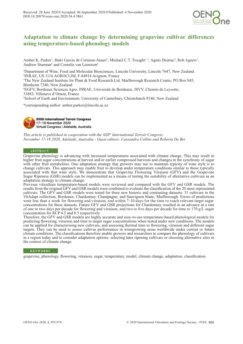 Adaptation to Climate Change by Determining Grapevine Cultivar Differences Using Temperature-Based Phenology Models