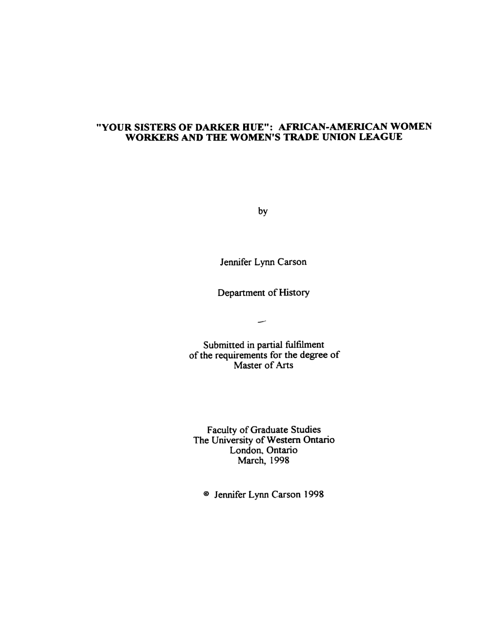 African-A1merican Women Workers and the Women's Trade Union League