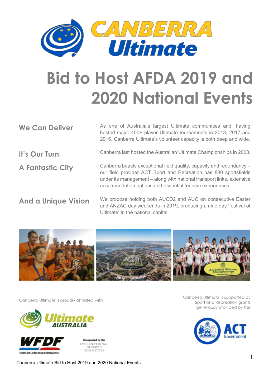 Bid to Host AFDA 2019 and 2020 National Events