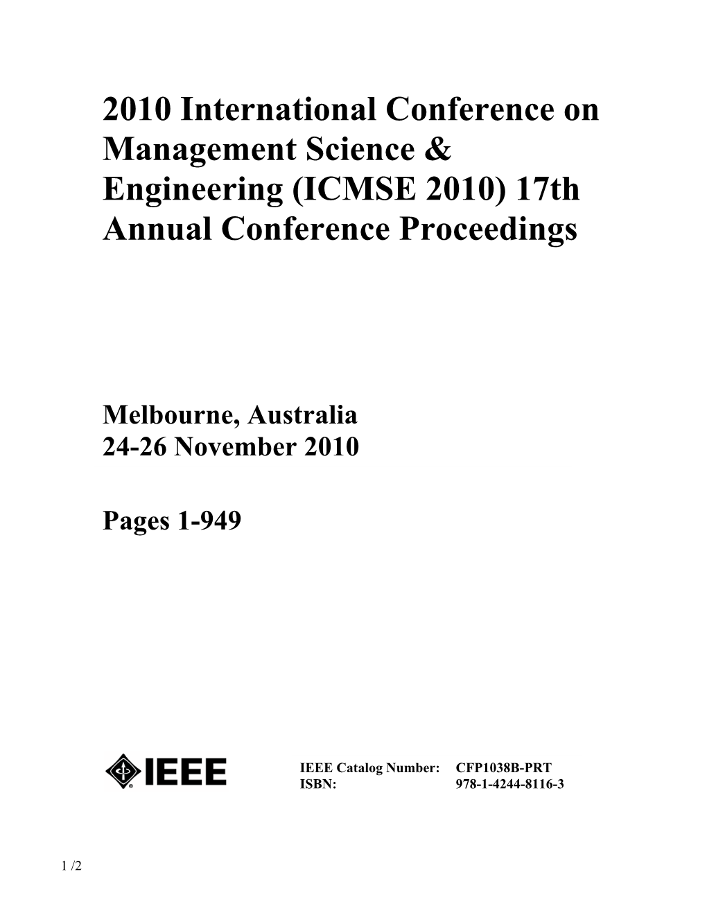 17Th Annual Conference Proceedings