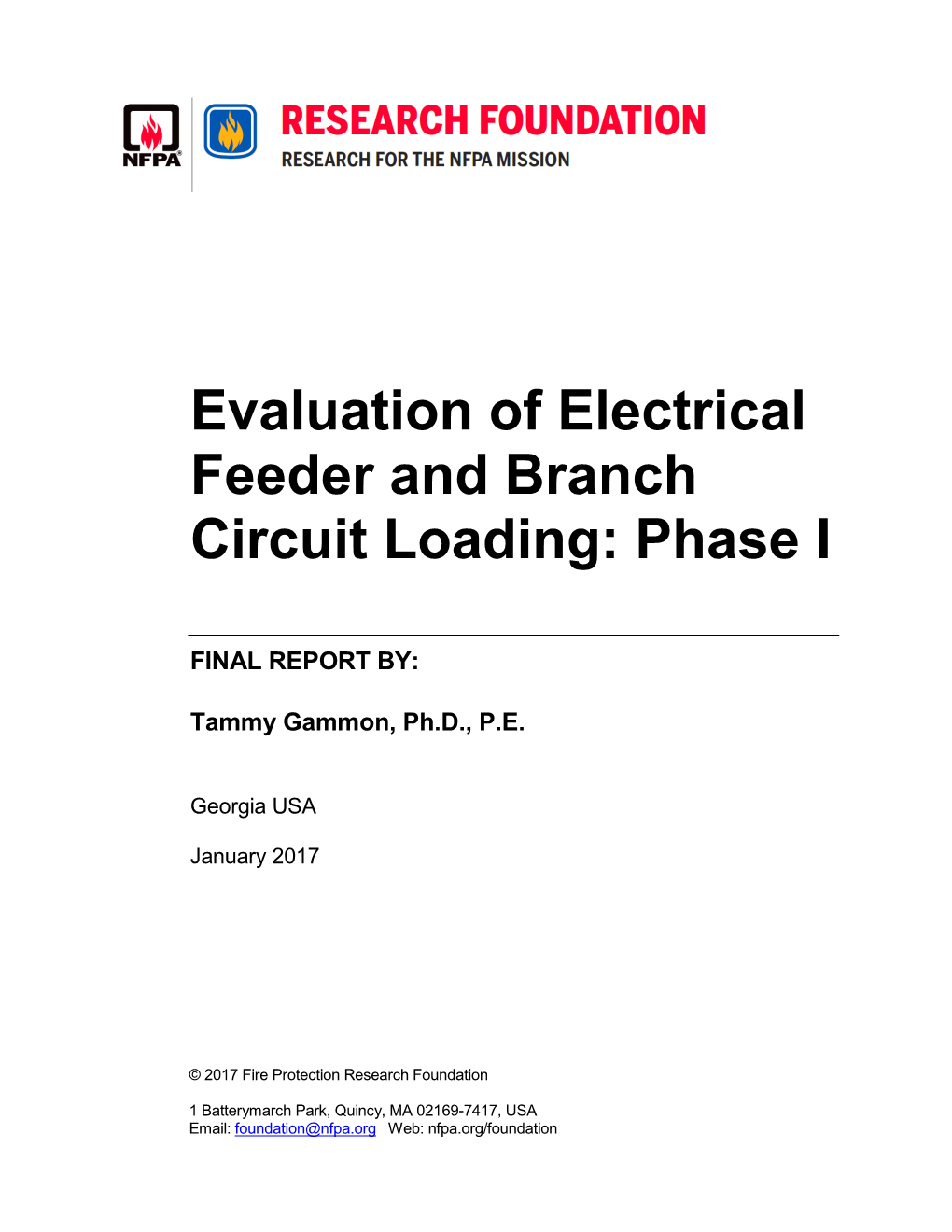Evaluation of Electrical Feeder and Branch Circuit Loading: Phase I