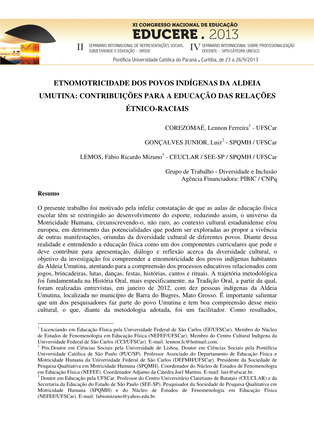 Etnomotricidade Dos Povos Indígenas Da Aldeia Umutina: Contribuições Para a Educação Das Relações Étnico-Raciais