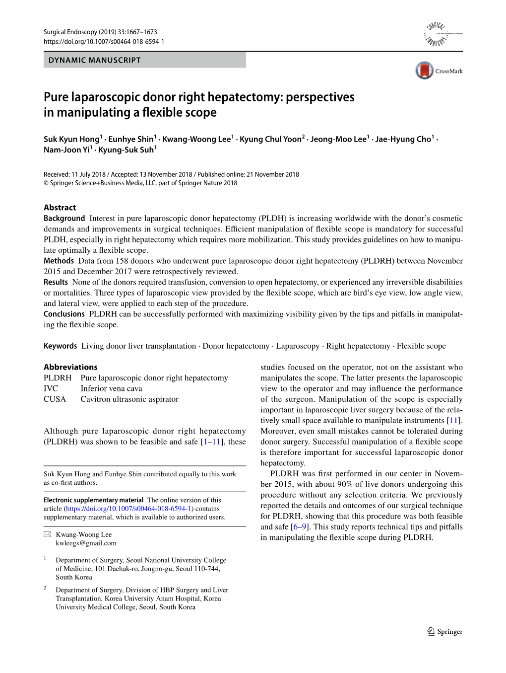 Pure Laparoscopic Donor Right Hepatectomy: Perspectives in Manipulating a Flexible Scope